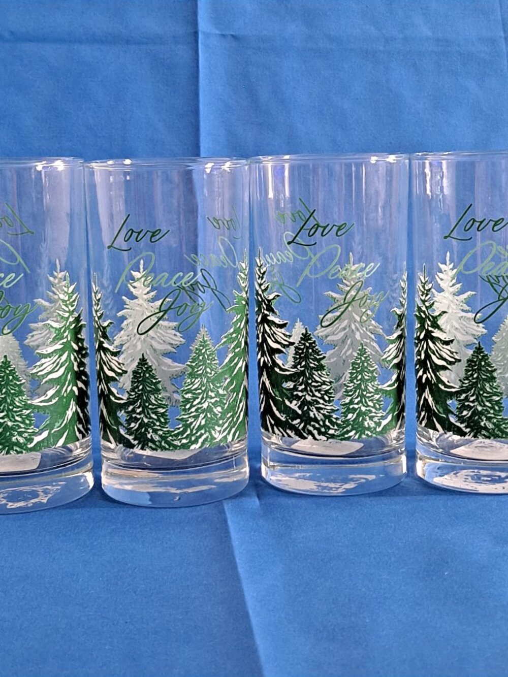 Set 4 Royal Norfolk WINTER WOODLAND GLASSES Christmas Coolers 16 oz Drink Pines